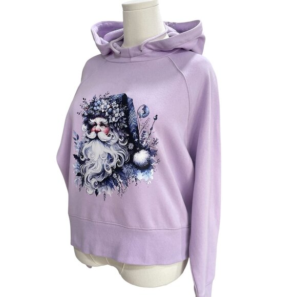 Whimsical Santa Lavender Hoodie XL Coquette Soft Girl Fairy Grunge Wintercore - Picture 7 of 10